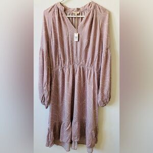 World Market Boho  Mauve Long Sleeve Dress L/XL